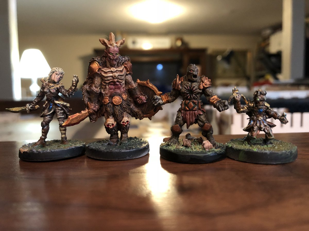Professoros's tweet image. Some of my freshly painted gloomhaven starter characters. Damn, I love this game. @Cephalofair