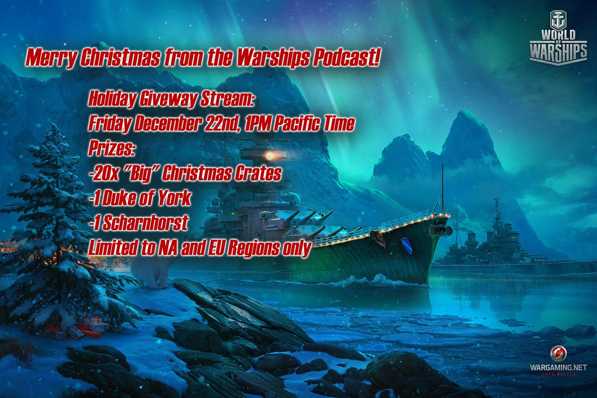 Happy Holidays everyone! Join us for our Giveaway stream on twitch.tv/wargaming today while we play <a href="/WorldofWarships/">World of Warships</a> !

The first 15 people to share this tweet will get a little gift from the podcast!