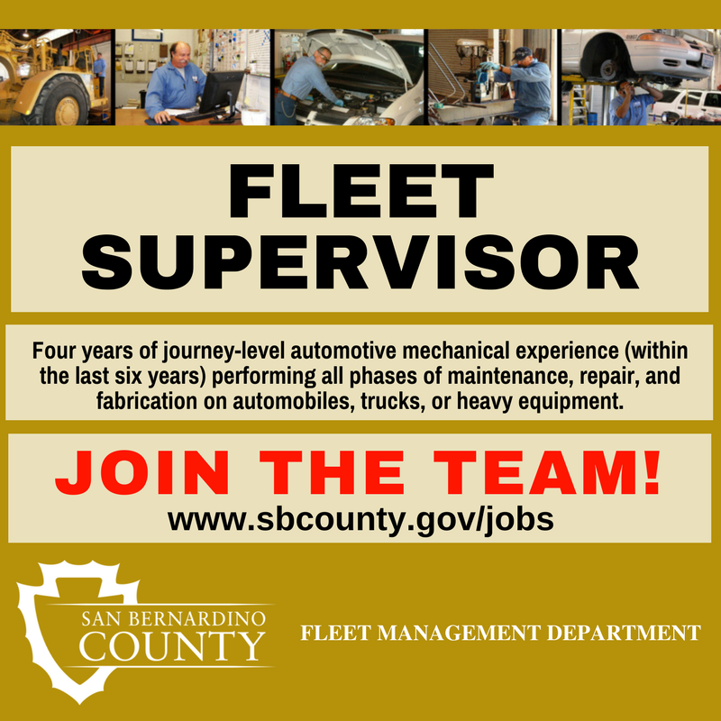 sbcountycareers's tweet photo. The Department of Fleet Management is now hiring for #Fleet Supervisor! #ApplyToday for this exciting opportunity to #JoinTheTeam and #MakeADifference! https://t.co/kLQxwP0lV3 
#automechanic #ASETech #Fabrication #mechanic #governmentjobs https://t.co/5xkGZqyr04