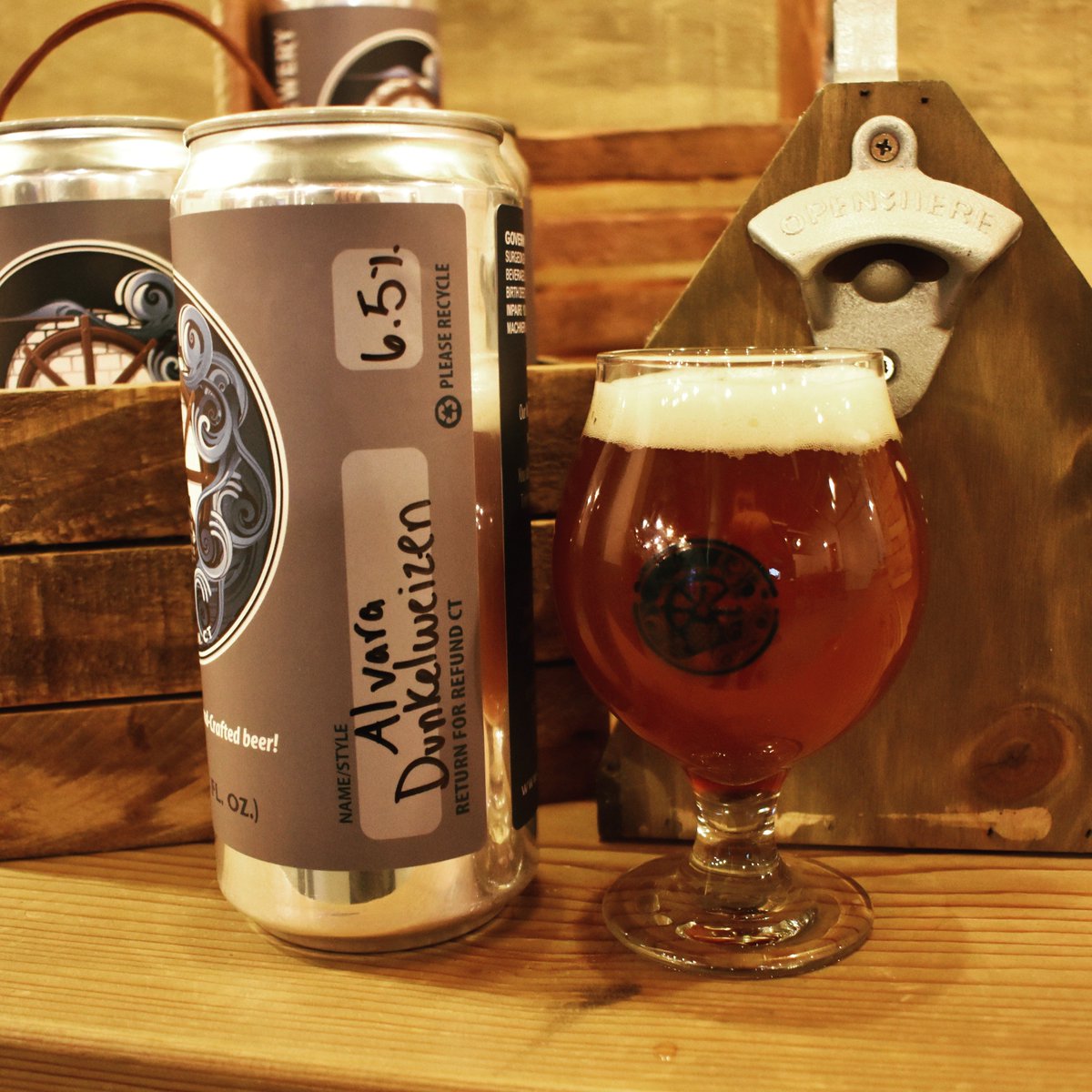 Just finished up a crowlering run of our new Dunkelweizen, Alvara! It clocks in at 6.5% with a light, effervescent mouthfeel and notes of clove, banana bread, and spice. Happy holidays! 🍻