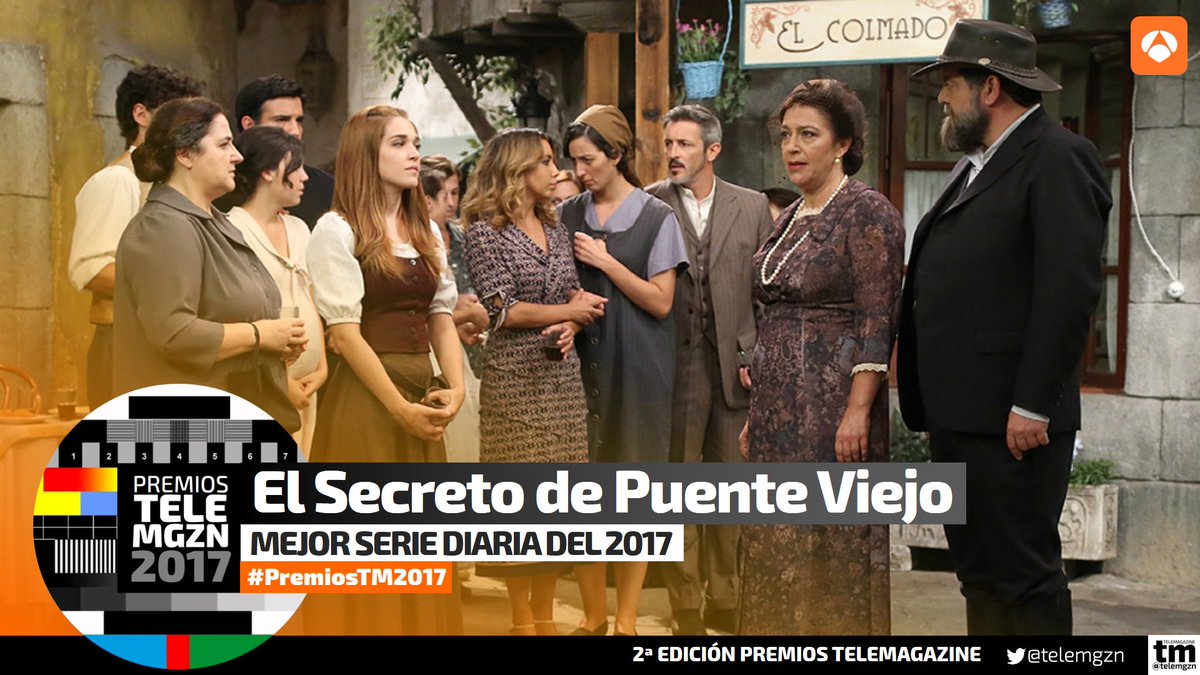 RobertoSaizActr's tweet photo. MEJOR SERIE DIARIA del 2017 “EL SECRETO DE PUENTE VIEJO” 
¡Qué feliz me hace!
@telemgzn #telemagazine #telemgzn #PREMIOSTM2017 #ElSecretoDePuenteViejo #esdpv #puenteviejo #grupoboomerang #antena3 #SeriesAtresmedia #Mediaset #robertosaiz #meliton #tv #television #serie #ficcion https://t.co/iqwJOjiwcU