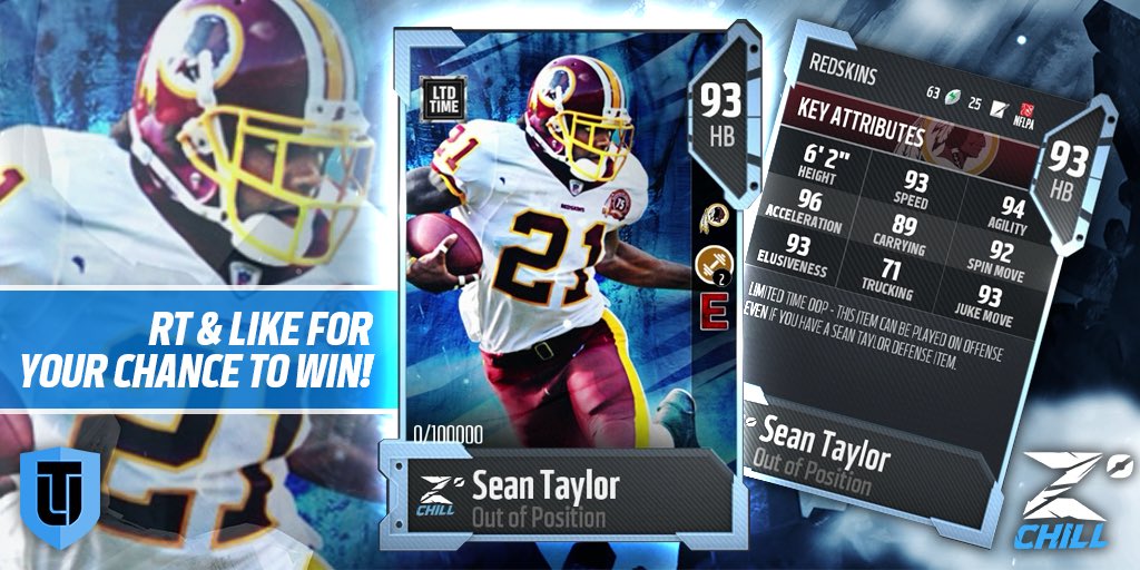 It’s not too late to grab a Zero Chill Out of Position Sean Taylor! RETWEET and LIKE this for another chance! #ZeroChillSeason #Madden18