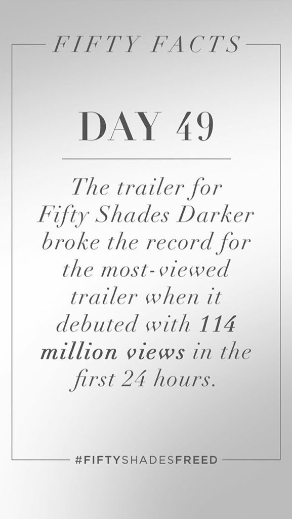 Fifty Facts • (Day 50 &amp; 49)
Via: <a href="/FiftyShades/">Fifty Shades Freed</a> IG Story 
#FiftyShades <a href="/E_L_James/">E L James 💙</a>