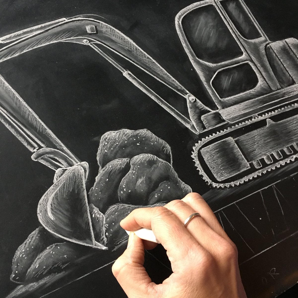 #sneakpeek of #construction truck design number 2! #excavator #handmade @HandmadeHour #chalkart #chalkboardart #etsy #etsychaching @Etsy #wip #workinprogress #SmallBiz #smallbusiness #illustration #boymom #constructiontruck #handlettering #calligraphy #art #ArtistOnTwitter #love