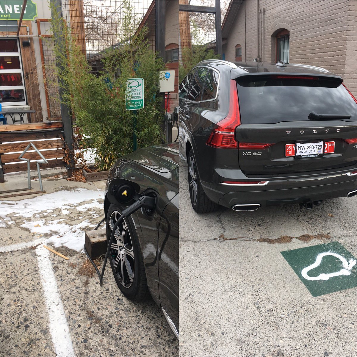 LPCReno's tweet photo. Brand new Volvo plug in hybrid taking advantage of the free charge while you eat deal right here at the LP Midtown.
#evsrule https://t.co/uKfrDo7Cs8