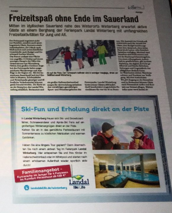 Morgen hele pagina in de krant met informatie over sneeuwpret #landal #winterberg <a href="/landalnl/">Landal</a>