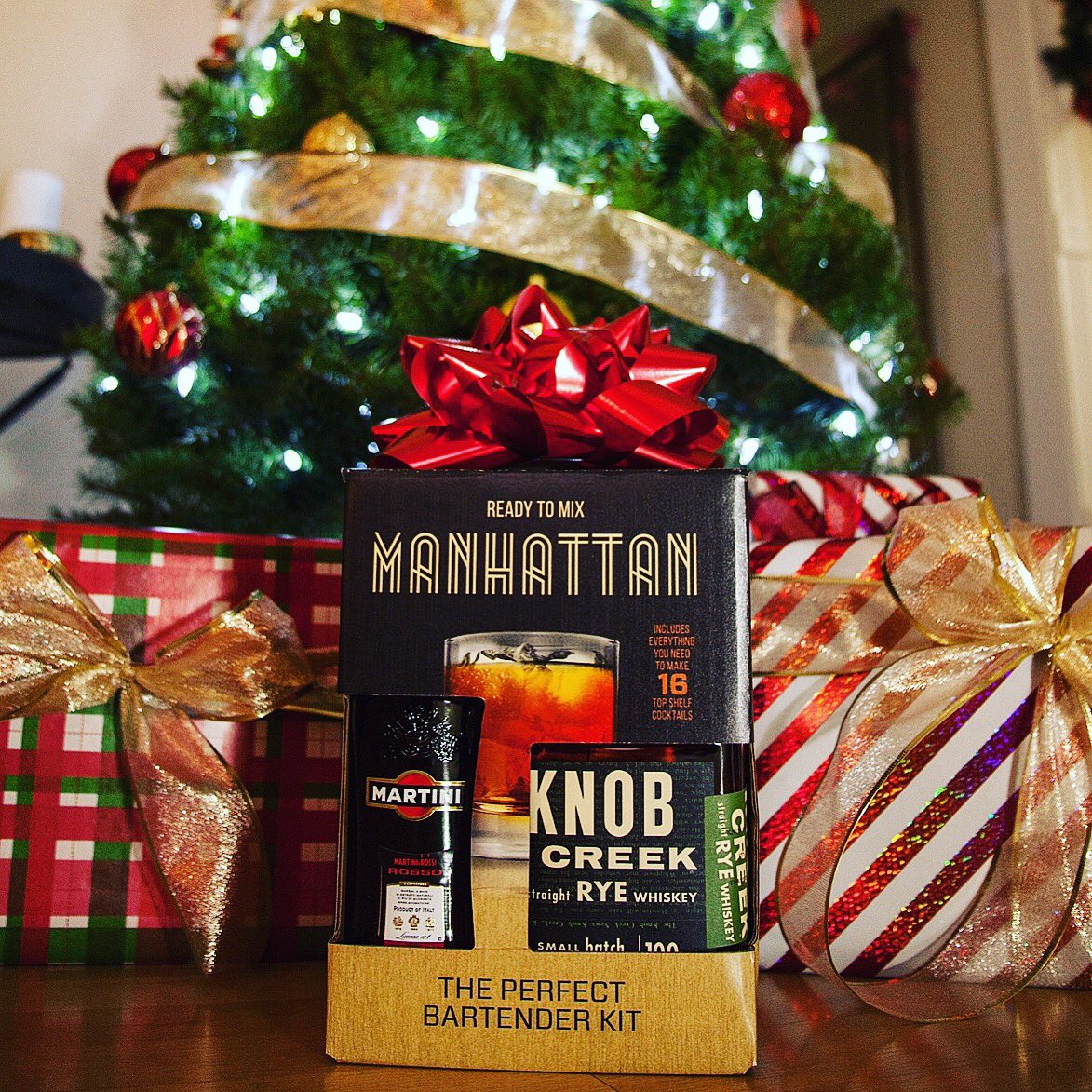 A READY TO MIX Manhattan under the tree for ME 🎄🎁 The easiest last minute gift ever! Just head to <a href="/BevMo/">BevMo! by Gopuff</a> to pick some up!! #readytomixmanhattan #manhattancocktail #readytomix #lastminutegifts #whiskey #ryewhiskey #cocktailoftheday #cheers #bevmo