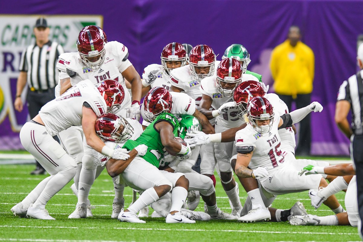 TroyTrojansFB's tweet photo. Troy ranks first nationally with a school record 112 tackles for loss this season.

The Trojans recorded double-digit TFLs in five different games.

#RTW https://t.co/1SHuALz4Rq