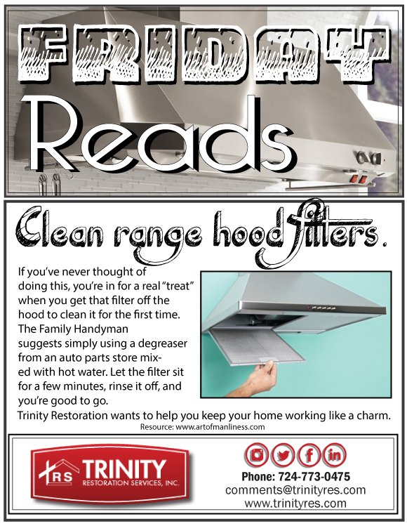 trinityres1's tweet image. Time to do the cooking and the baking. Make sure your range is ready to go. Trinity Restoration Services giving tips to help make your holiday go smoother! #cleanfilter