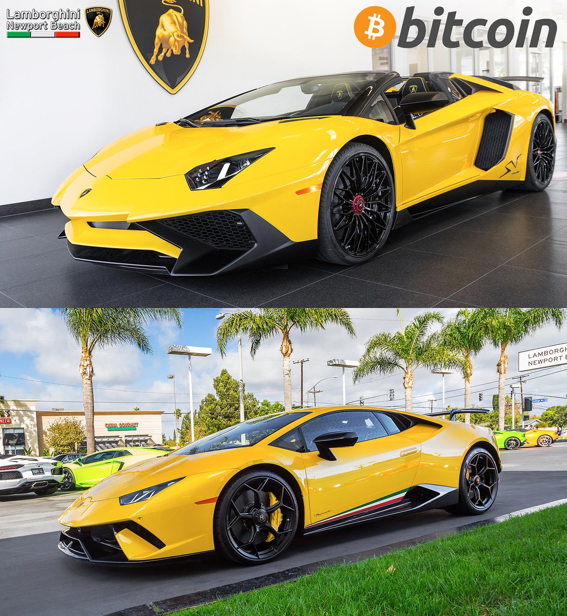 SOLD using #Bitcoin: #Lamborghini #Aventador #SuperVeloce Roadster &  #Huracan #Performante! #Cryptocurrency #LamboNB #LamborghiniNewportBeach
