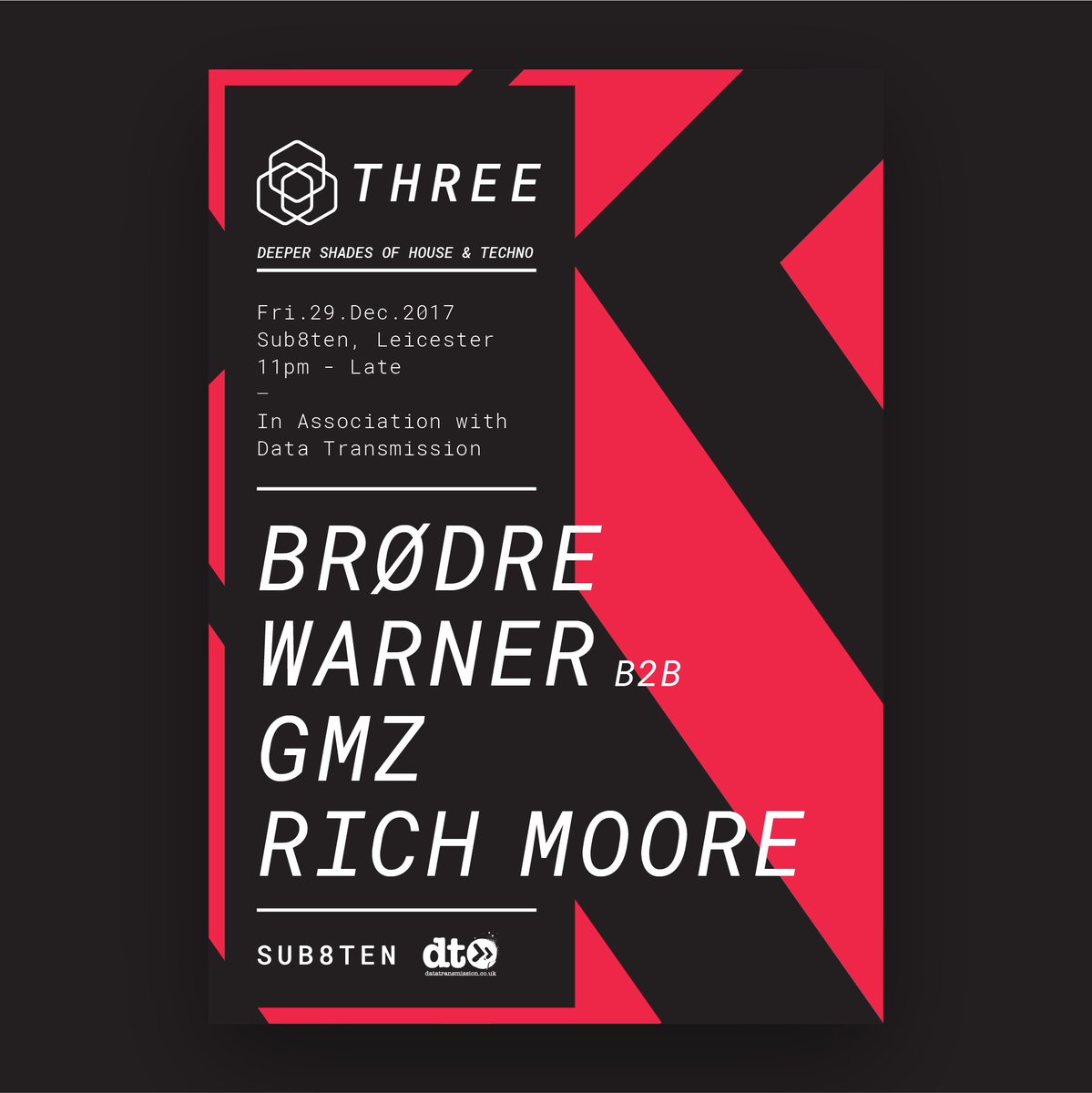 THREE at <a href="/sub8ten/">Sub8ten</a> next Friday with special guests GMZ.