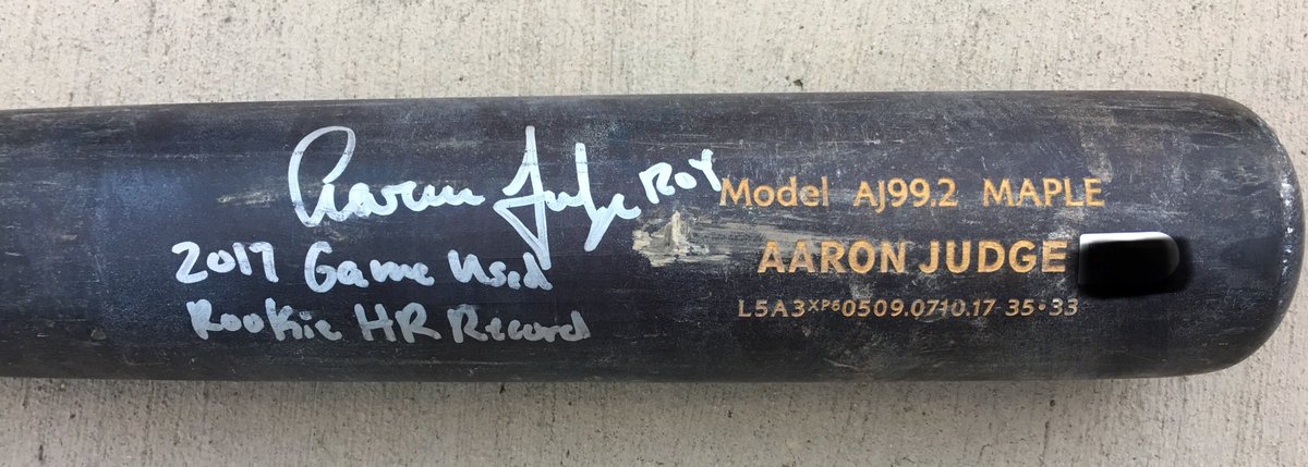 AndersonAuth's tweet image. The only place to get game used bats from Aaron Judge’s record breaking rookie season! #AllRise #AaronJudge #Yankees #gameused