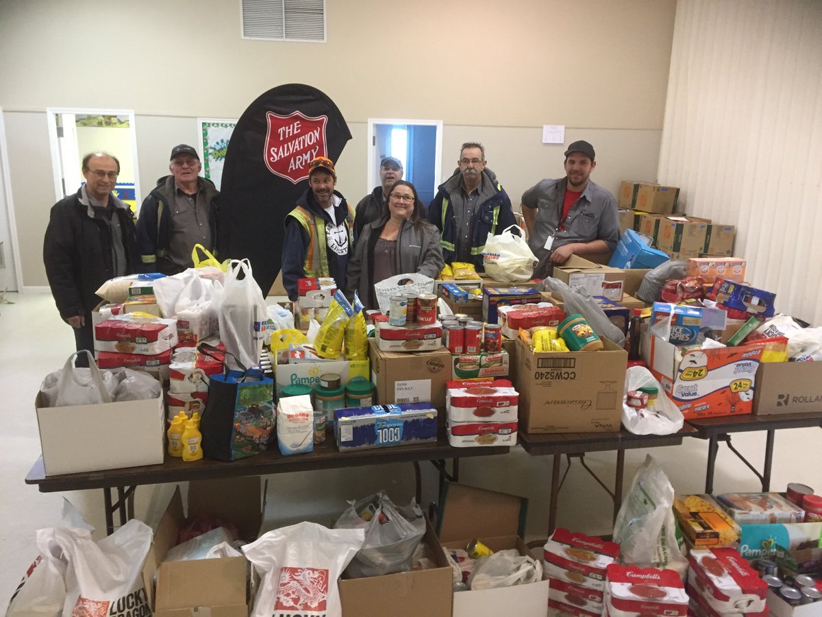 cityoflloyd's tweet photo. This year the City of Lloydminster's staff collected 2,336 pounds of food for the Salvation Army Food Bank!  #yll https://t.co/t245M9CHz5