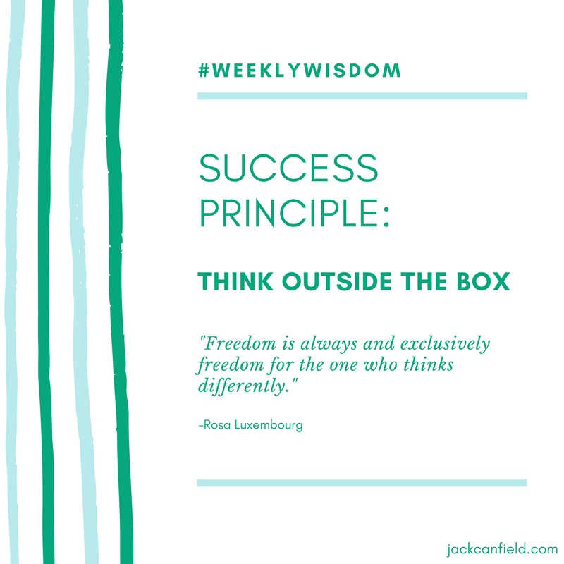 JackCanfield's tweet photo. Thinking #outsidethebox is often the single most important behavior #successful people use to create astounding #breakthroughs. #becreative https://t.co/amWam25nC9