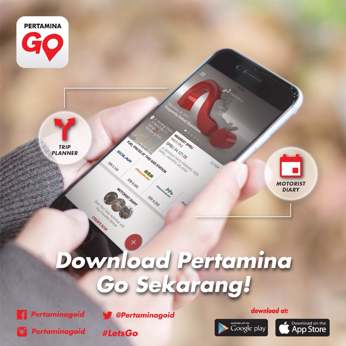pertamina's tweet photo. Selamat Pagi, Sobat. Ke mana nih liburanmu hari ini? Lengkapi perjalananmu dengan aplikasi #PertaminaGO, memudahkan sobat mencari SPBU terdekat. #Pertamina #SatgasPertamina https://t.co/rY7F0BCDhd