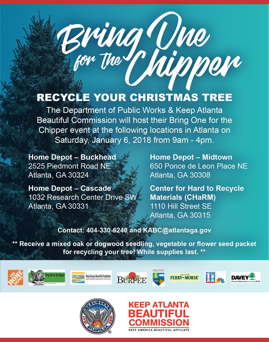 StuckeyStop's tweet photo. Send your #ChristmasTrees to the chipper - not the landfill!  Mark your calendars for our annual #BringOnefortheChipper event @KasimReed @CityofAtlanta @ATLPublicWork @kanikagreenlee @ATLResilience @ATLWatershed @JenniferIde1 @WestmorelandATL https://t.co/e39VpM0LCY