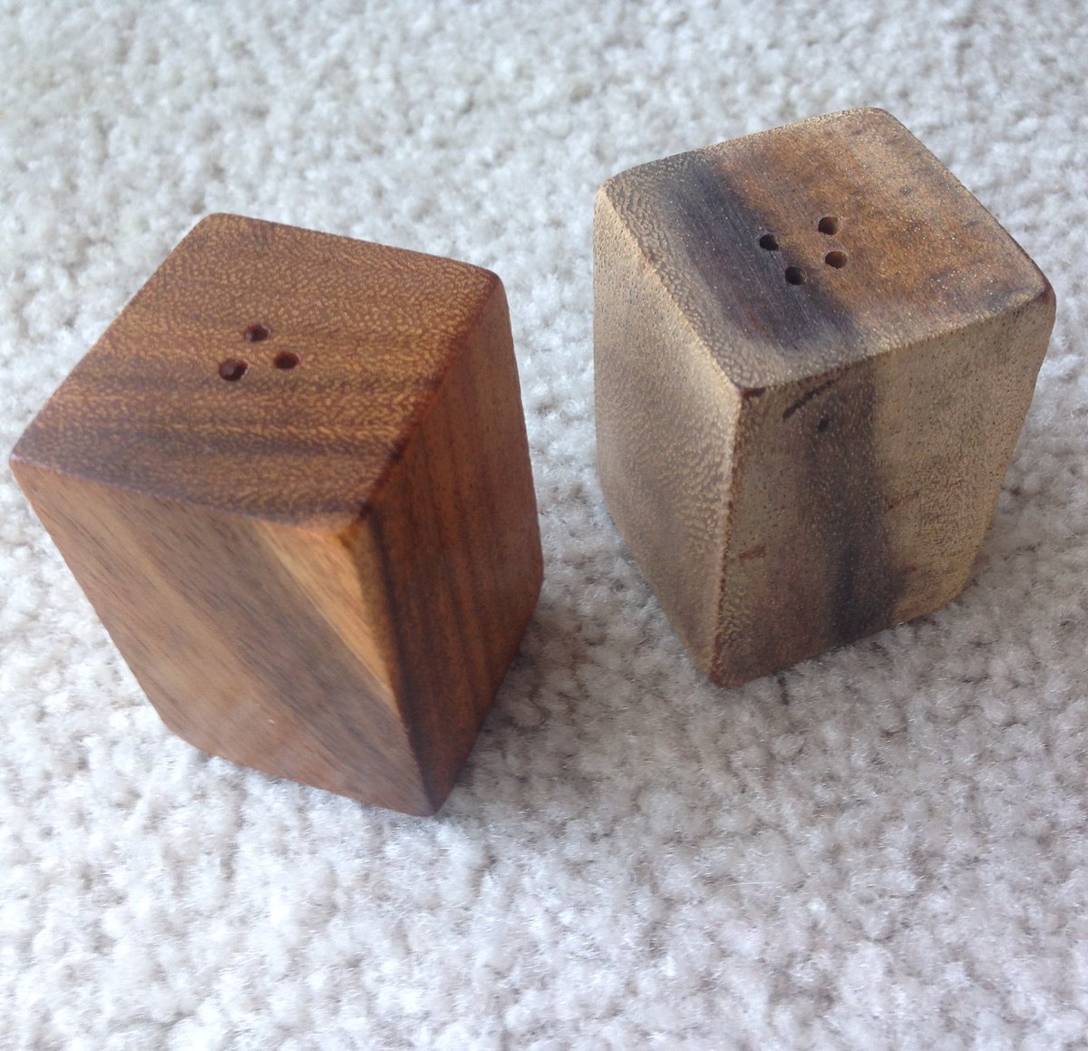 michellerpoe's tweet photo. I refinished a pair of salt and pepper shakers for Christmas presents. (This was taken before I completed the 2nd one.) #handylady https://t.co/xeG6Wcytjo