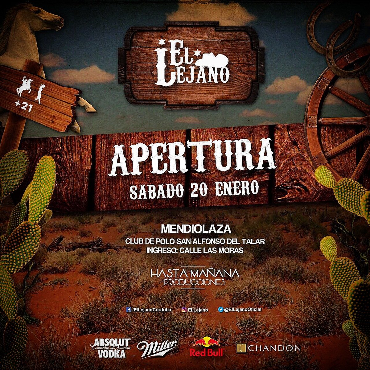 Apertura #ElLejano 
Sábado 20 de #Enero Nueva Ubicación: Club de Polo San Alfonso del Talar - Mendiolaza.
Estás Listo? #SS18 

Early disponibles
+info 📲 3517511723