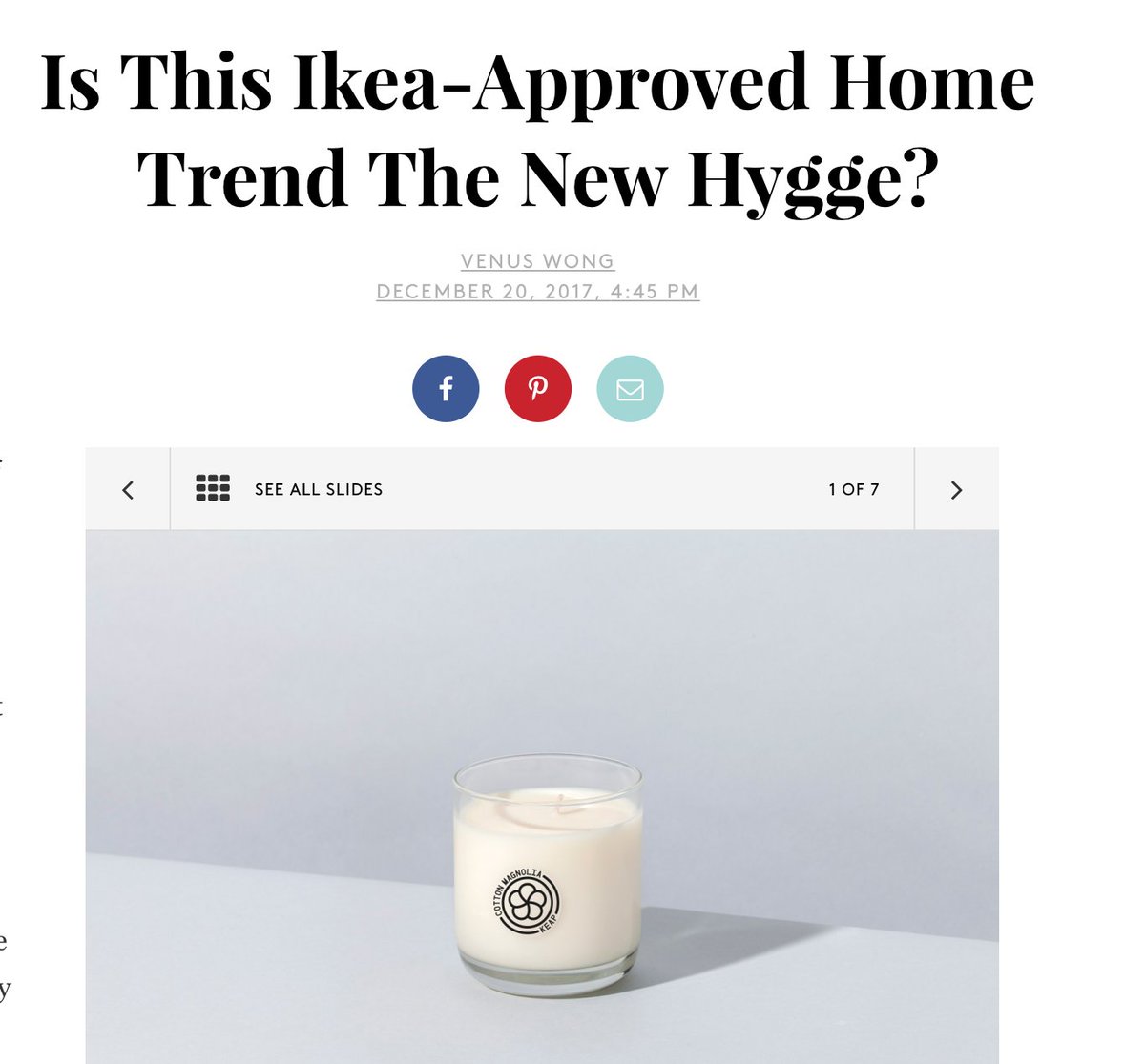 Thanks to <a href="/Refinery29/">Refinery29</a> for their sage wisdom on the new Swedish concept of living well, "Lagom", and for including a Keap candle as a top pick 🔥
 refinery29.com/best-lagom-hom… Special thanks to <a href="/venuswongisun/">Venus Wong</a> ❤️