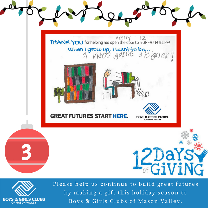 We provide recognized programs to our members. These can help shape a childs life, like Hour of Code. This program uses games geared towards teaching coding skills. Member Vinny wants to be a video game designer when he grows up. Hour of Code gets him that head start.