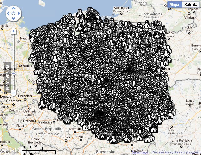 Terrible Maps On Twitter Map Of All Of The Churches In Poland