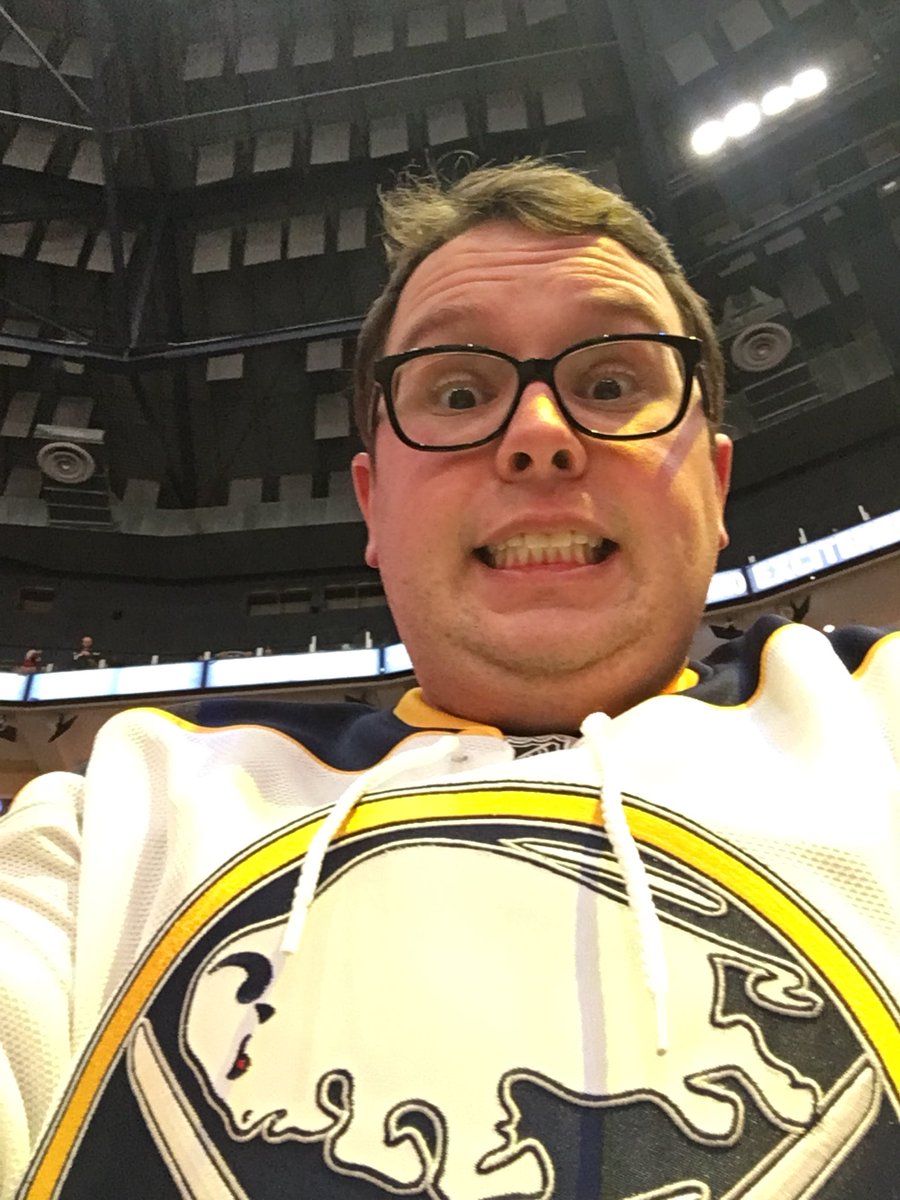 camgarrity's tweet photo. When your mom so badly wants an empty house after #Christmas baking that she buys you a ticket for the @BuffaloSabres game 😂😂 Thanks @larrywilmore for the @SeatGeek recommendation! #winning #amazingseats #row9 https://t.co/aANxuQqzRb