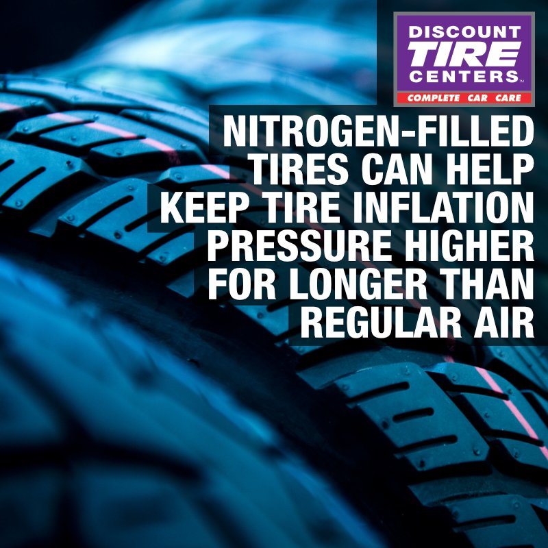 DTCTIRE's tweet photo. Air pressure in a tire typically goes down 1-2 pounds for every 10 degrees of temperature drop. Filling tires with nitrogen can help keep tire pressure higher for longer than with regular air. https://t.co/FJOFqOs8Jo