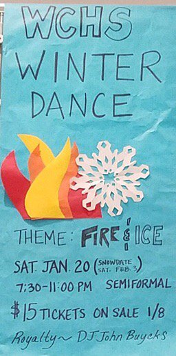 joanstear's tweet photo. Happy Winter Break! Make your plans for the first WCHS Winter Dance - Semi-Formal / Royalty / DJ John Buycks @WestCler @WCHSWolves https://t.co/J8JEpmMuva