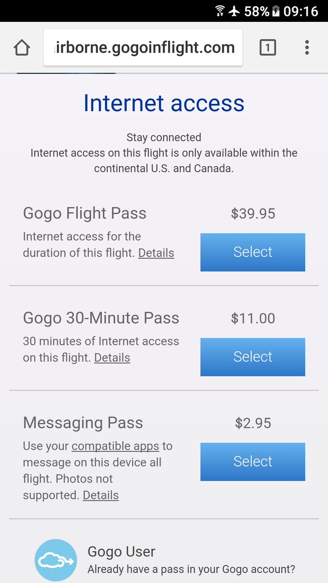MarkBaltazar's tweet photo. @united could you talk to the folks @Gogo This is the abusive rate for EWR-SFO. #we'renotalltechmillionaires https://t.co/DO5Y4fiHGv