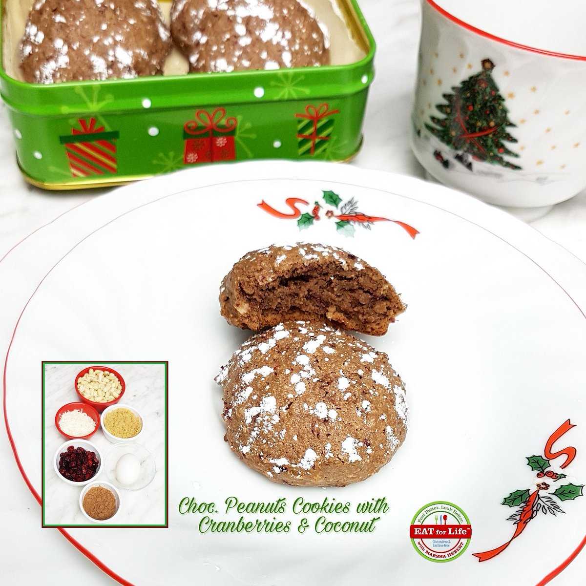 marsha_hebert's tweet photo. Chocolate Peanuts with Cranberries & Coconut. The last of my theme of Christmas Cookies with a focus on cranberries. 🌲⛄☕
#cookies #christmas #snack #glutenfree #milkfree #eatforlife #fitcookies #fitfood #food #eat #peanutbutter #coconut https://t.co/0H5BnTTSra