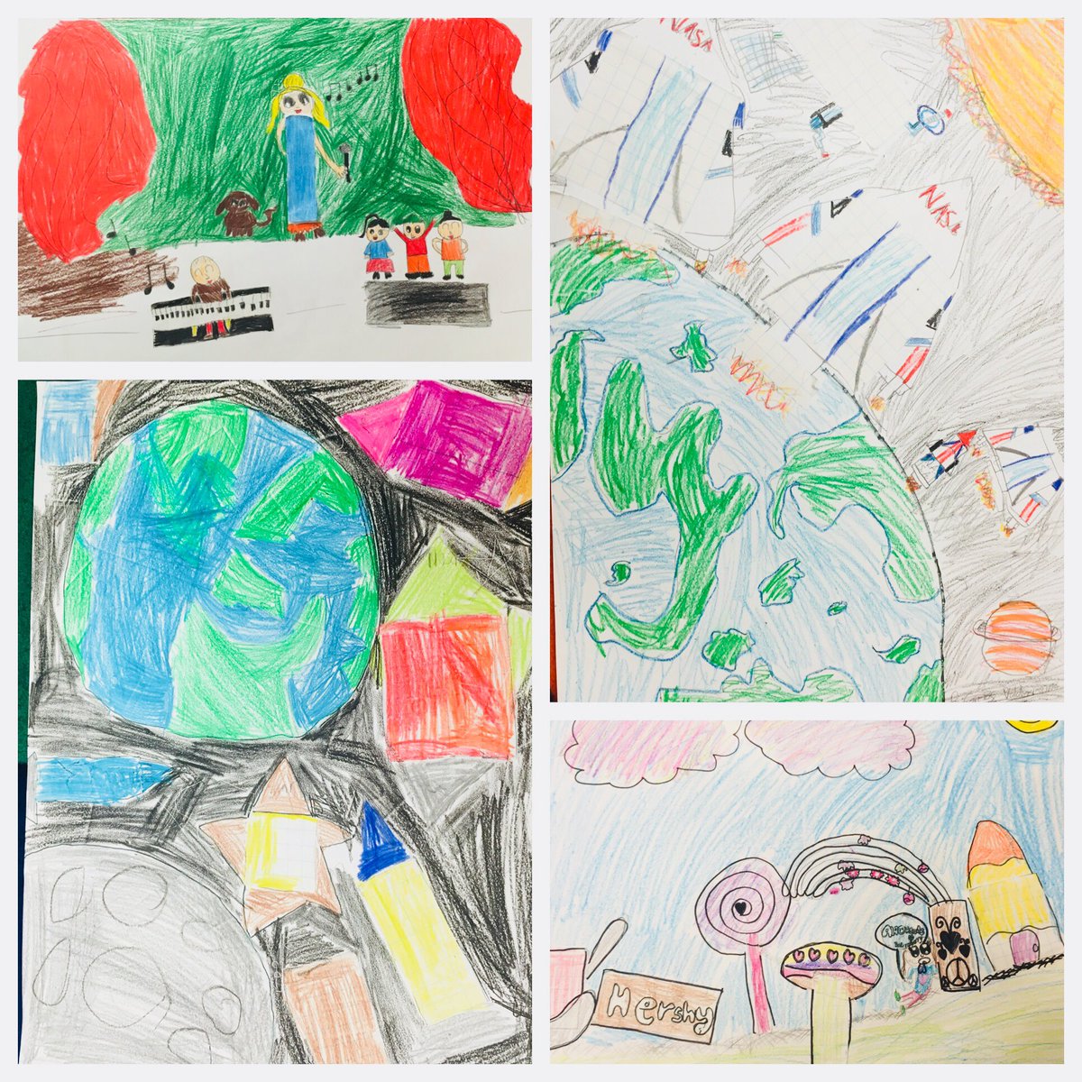 JamiePandolf's tweet photo. Can you find our arrays? There are at least 5 in each picture! #arrayart #ewlearns @NorthSideEW https://t.co/j0RzHmqYms