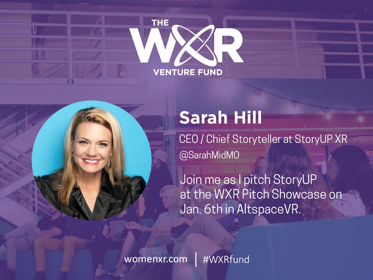 SarahMidMO's tweet photo. Let's go She-E-O's! Join me as I pitch @StoryUpStudios at the @women_xr Pitch Showcase on Jan. 6th in @AltspaceVR. I'll be repping @StoryUpStudios RSVP here: https://t.co/cLarOi8Pqg #WXRfund @StoryUpStudios https://t.co/OdZ3HTkxUg