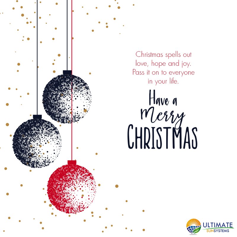 USSPL's tweet photo. Like the sparkling lights, let yourself shine this Christmas! Ultimate Sun Systems wishes you a season filled with fun, love and peace.
#Christmas2017 https://t.co/prsf6OTcka