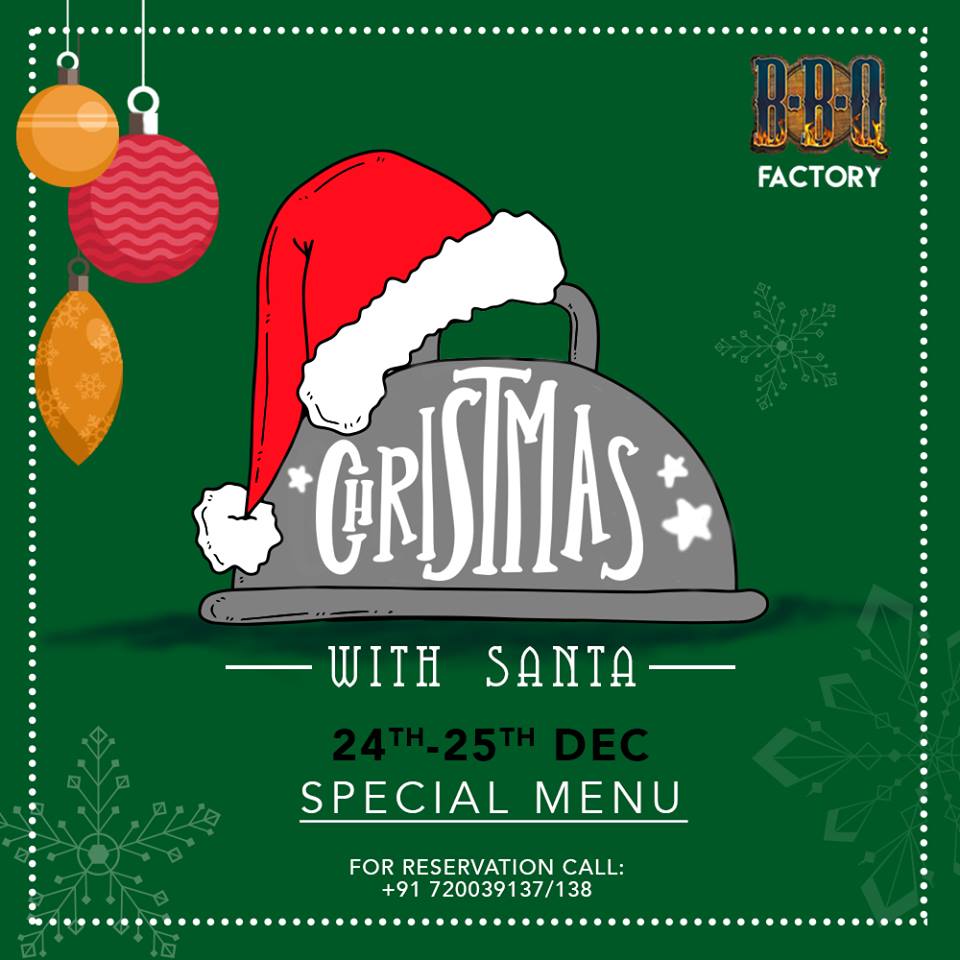 BBQ_Factory's tweet photo. BBQ Factory is celebrating Christmas with a Special menu, Live band, Karaoke, Tempting Mocktails, Cake and Champagne for you! 
Come over and enjoy the meals on the 24th - 25th December. 
Book your tables soon RSVP +91 720039137/138
#BBQFACTORY #meals #christmas #SpecialOffers https://t.co/w2CrsOC3TL