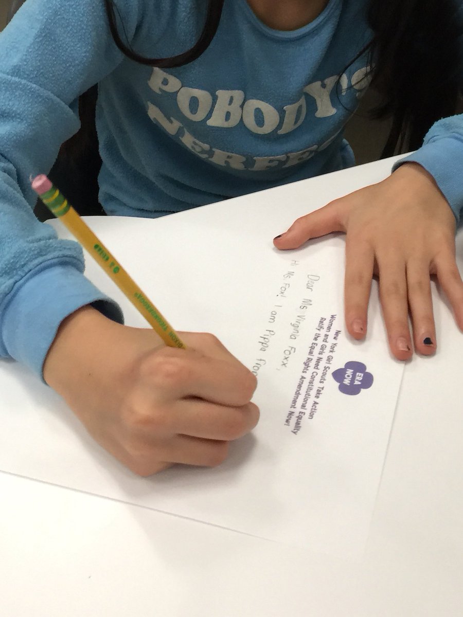 gstroop3484's tweet photo. #equalrights #ratifyERA #ERANOW #twomorestates #TakeAction #constitutionalequality #letterwriting #writelikeagirl #maketheworldabetterplace #girlscouts #GIRLagenda #= https://t.co/GGCdvEAAhW