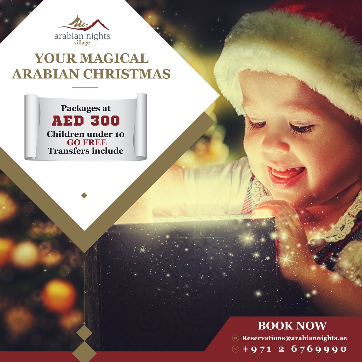 Magical Arabian Nights

Indulge in a holiday season and bring your little ones to enjoy Christmas delicacies while listening to traditional carols of our festive choir and much more fun