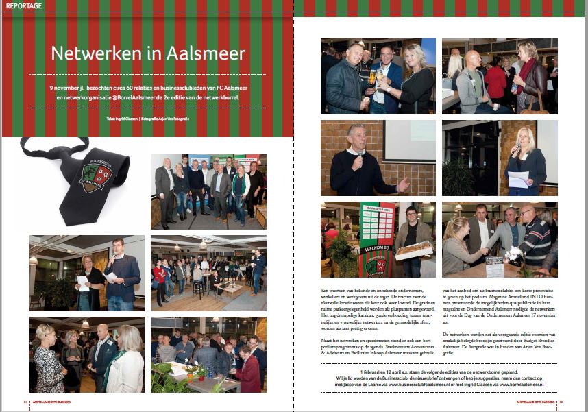 BorrelAmsterdam's tweet photo. Het nieuwe jaar goed beginnen. 1 februari en 12 april a.s. kan je weer netwerken in #Aalsmeer. Met dank aan David van Kesteren voor de reportage in het @INTObusiness magazine #Amstelland over de #netwerkborrel van afgelopen maand. #Netwerkbijeenkomst #netwerken #MKB #ZZP https://t.co/mTbKsb9OwP
