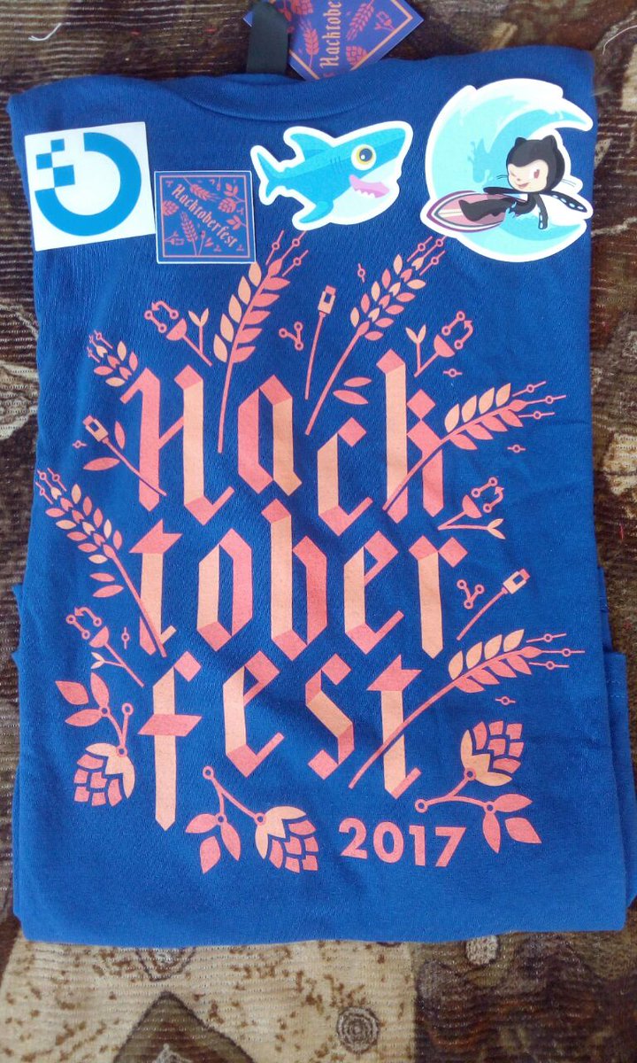 Shhzdmrz's tweet photo. Look what I received in today's mail. #Hacktoberfest swag and goodies for my contribution to OpenSource, Awesome tee. Thanks to @github & @digitalocean. #Hacktoberfest2017 #OpenSource #HappyHacking #Pakistan #Multan https://t.co/8laNA3cFHp