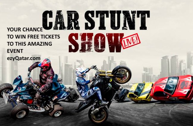 ezyQatarTweet's tweet photo. Good Morning Qatar! Here is your chance to Win 4 Free Tickets to the coolest Car &amp; Bike Stunt Show in Qatar!
Here is how you can do it
1. FOLLOW US
2. LIKE THIS POST
3. SHARE THIS POST
4. TAG 5 FRIENDS
Courtesy: Drive in Doha
For more Info visit https://t.co/PawLg7Y42l https://t.co/yL88ygUso0