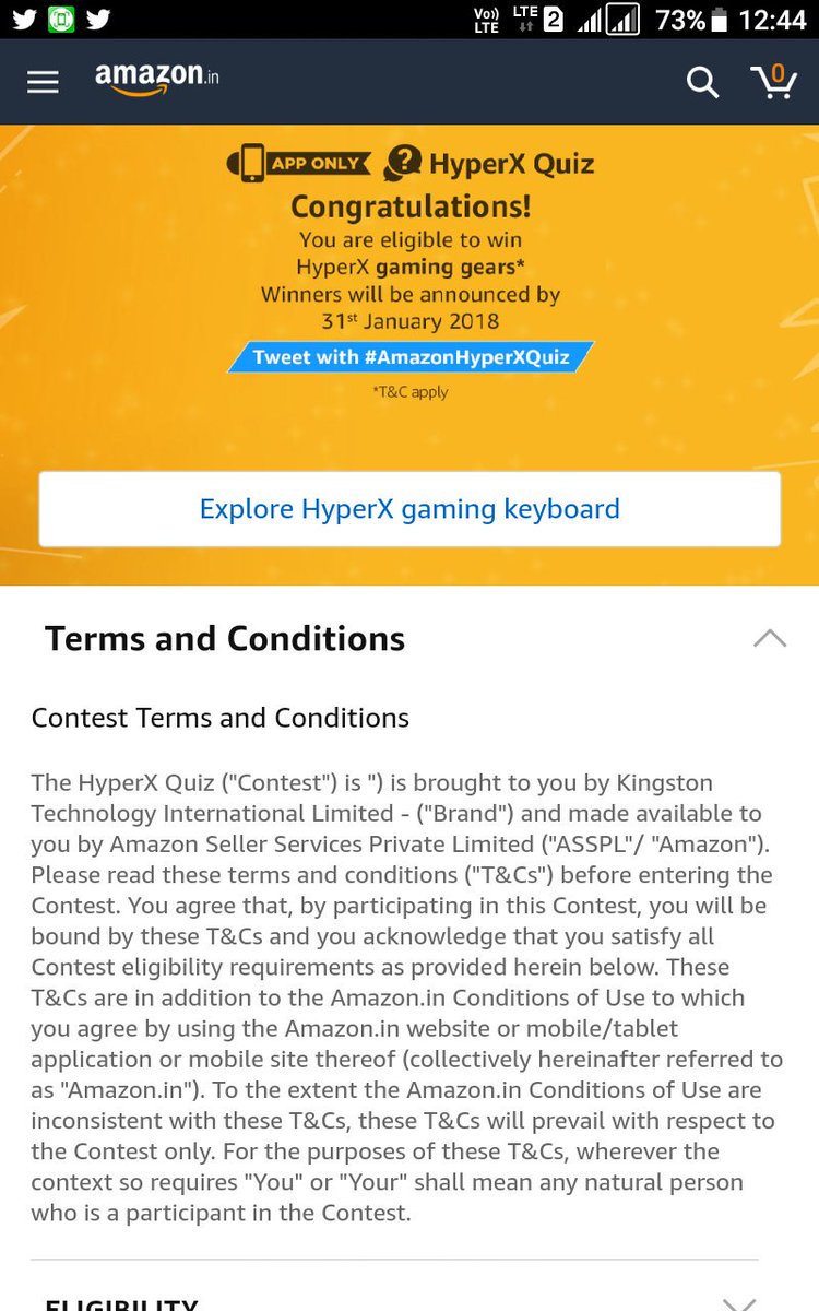 Dreamertweetzz's tweet photo. Woohoo! Solved the quiz 🎮 #AmazonHyperXQuiz https://t.co/ecSy5rq5mt