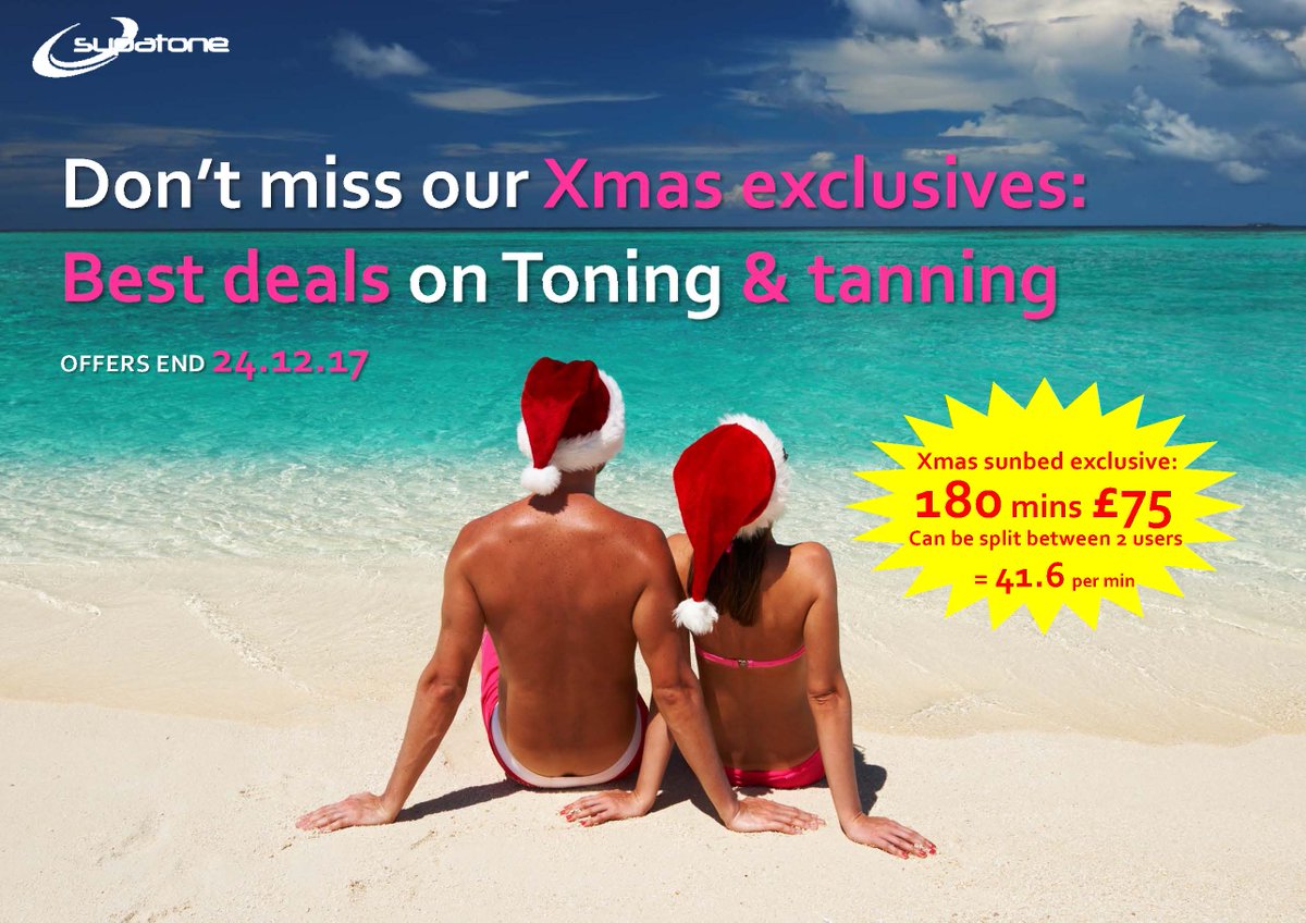 Supatone1's tweet photo. Xmas Exclusive offers end 2pm tomorrow! Inc MEGAVALUE 180 mins sunbed/ £75.  Pop in/ call 01788 562402. #xmasgifts  #rugbytown  #lastminuteshopping https://t.co/KvRcK6lO8f