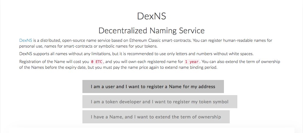 ClassicIsComing's tweet photo. DexNS - ETC Cross-Chain Naming Service Complete &amp; Ready for Use #DexNS #EthereumClassic #ClassicIsComing https://t.co/hNuZ5TLSA7 https://t.co/VwEDi9Uj1R
