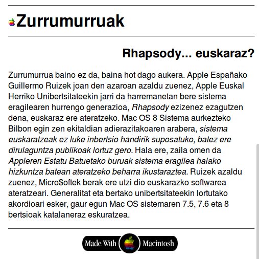 aldatsa's tweet photo. Gustora irakurri ditut @joxek 1997ko internetari buruz idatzitakoak. Nik ere gogoan dut Geocities eta abarren garai hori.
Hala ere, gauza batzuk ez dira aldatzen, 20 urteren ondoren oraindik ezin erabili Mac euskaraz. Hobe #librezale izatea
https://t.co/M06vTk5DCB https://t.co/KBMufvoD1c