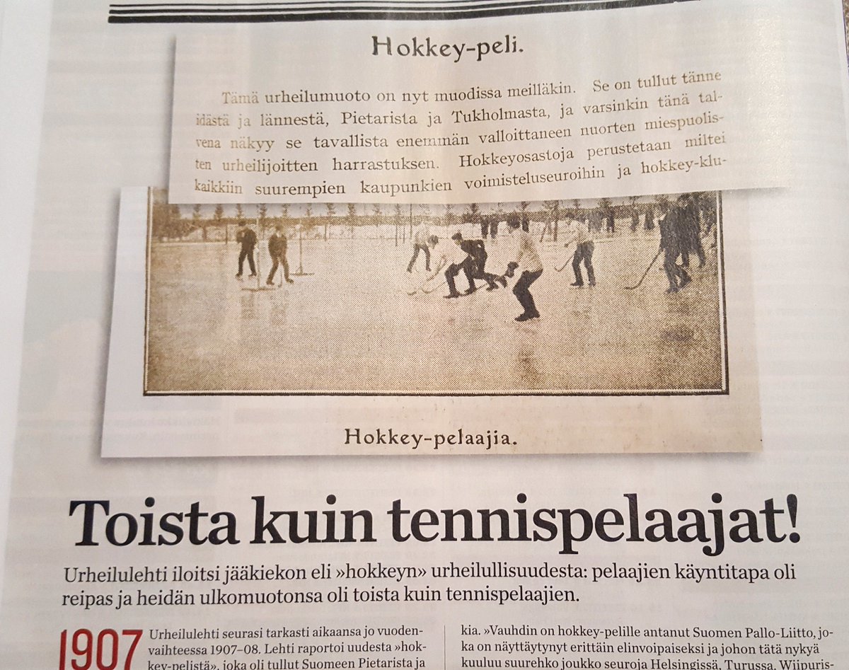 harrikumpulaine's tweet photo. Urheilulehdelle tiedoksi: 1900-luvun alussa hokkey-termillä viitattiin Suomessa jääpallopeliin. Kanadalainen hockey, jolle keksittiin sittemmin nimi jääkiekko, saapui Suomeen hieman myöhemmin. Vuonna 1907 Helsingin jääradoilla pelattiin jääpalloa. #historia #hokkey #jääpallo https://t.co/DW7hO0DutW