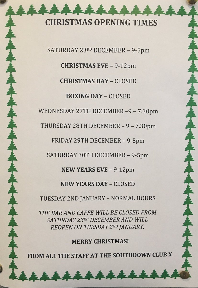 Happy Christmas. Xmas opening hours as below