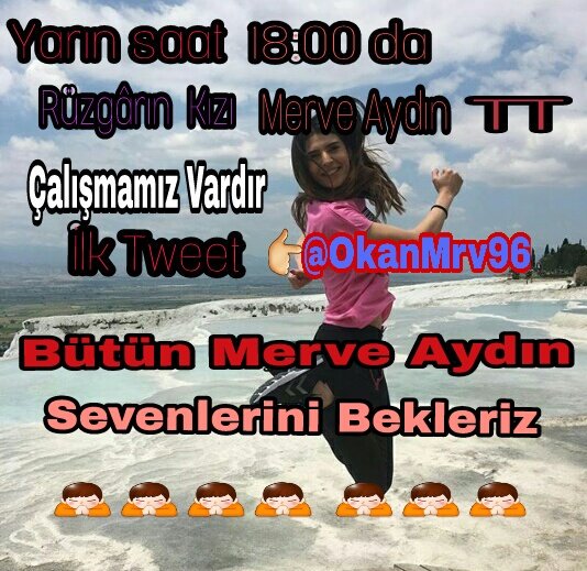 Yarın saat 18 00 ' da  Rüzgârın  Kızı Merve Aydın Tt çalışmamız  vardır . bütün  Merve Aydın Sevenlerini Bekleriz .🙏ilk Tweet 👉@OkanMrv96 
#Merveaydın #mafc