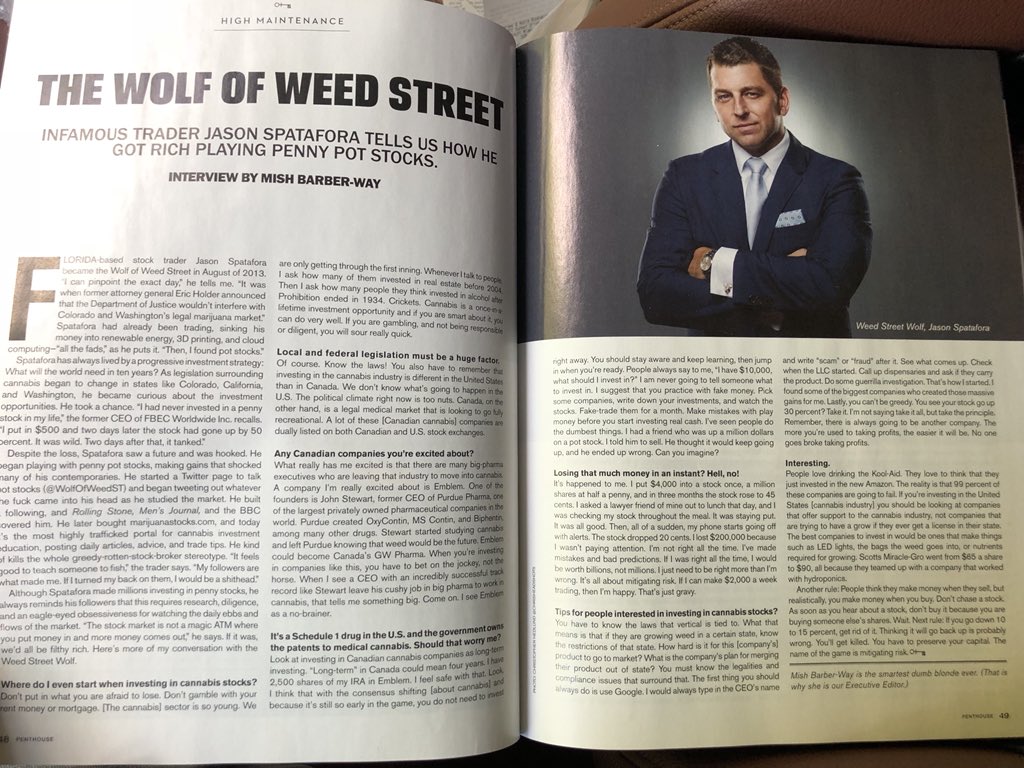 WolfOfWeedST's tweet image. Mr. Peasant, that’ article is so 2014, update ur reading, see Forbes TheStreet etc, or beat off to the December #MoneyIssue of @penthouse &amp;amp; understand no ones writing about u or CBIS
