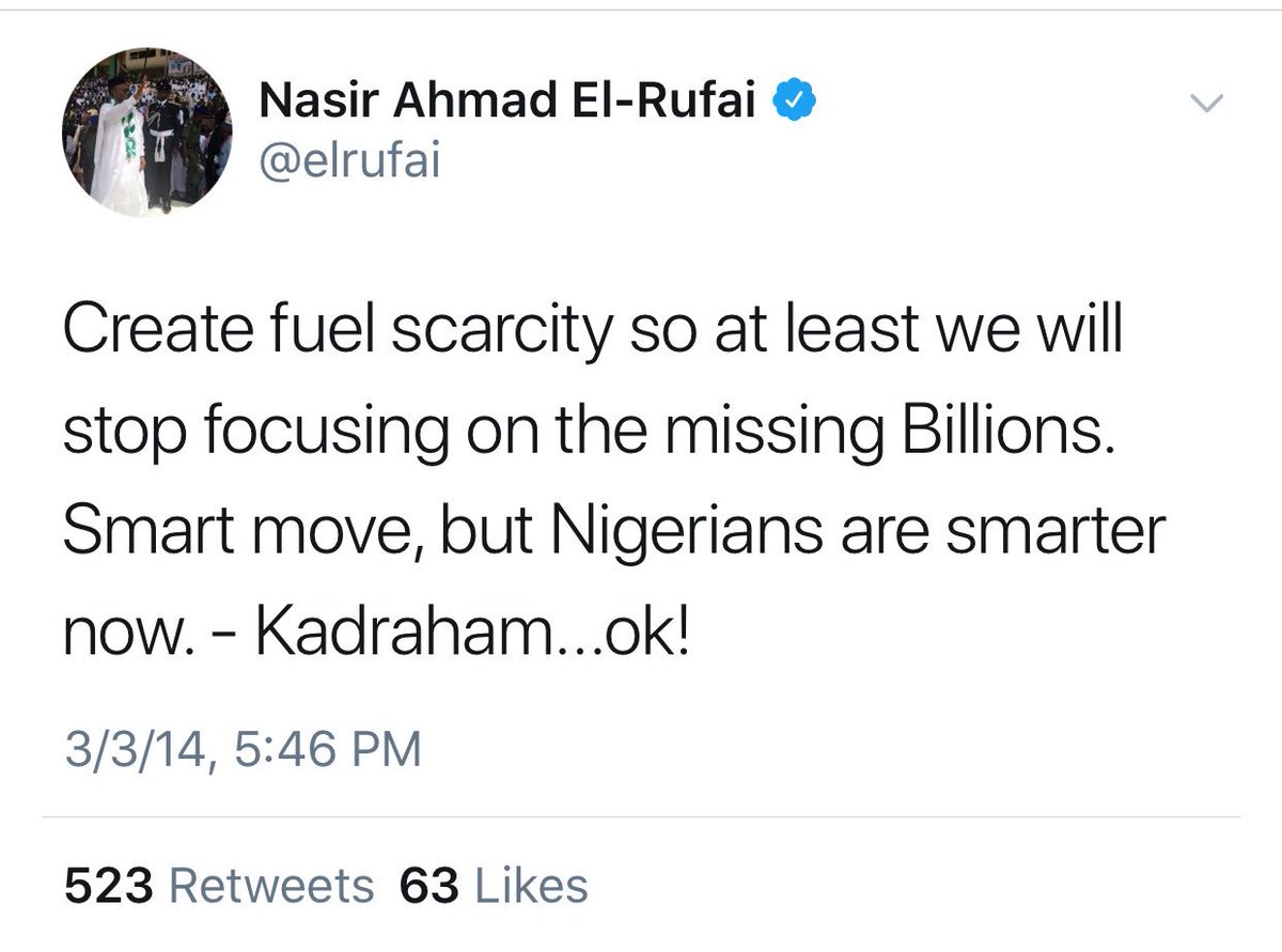 Chydee's tweet image. Association of throwback tweets that did not age well. #FuelScarcity