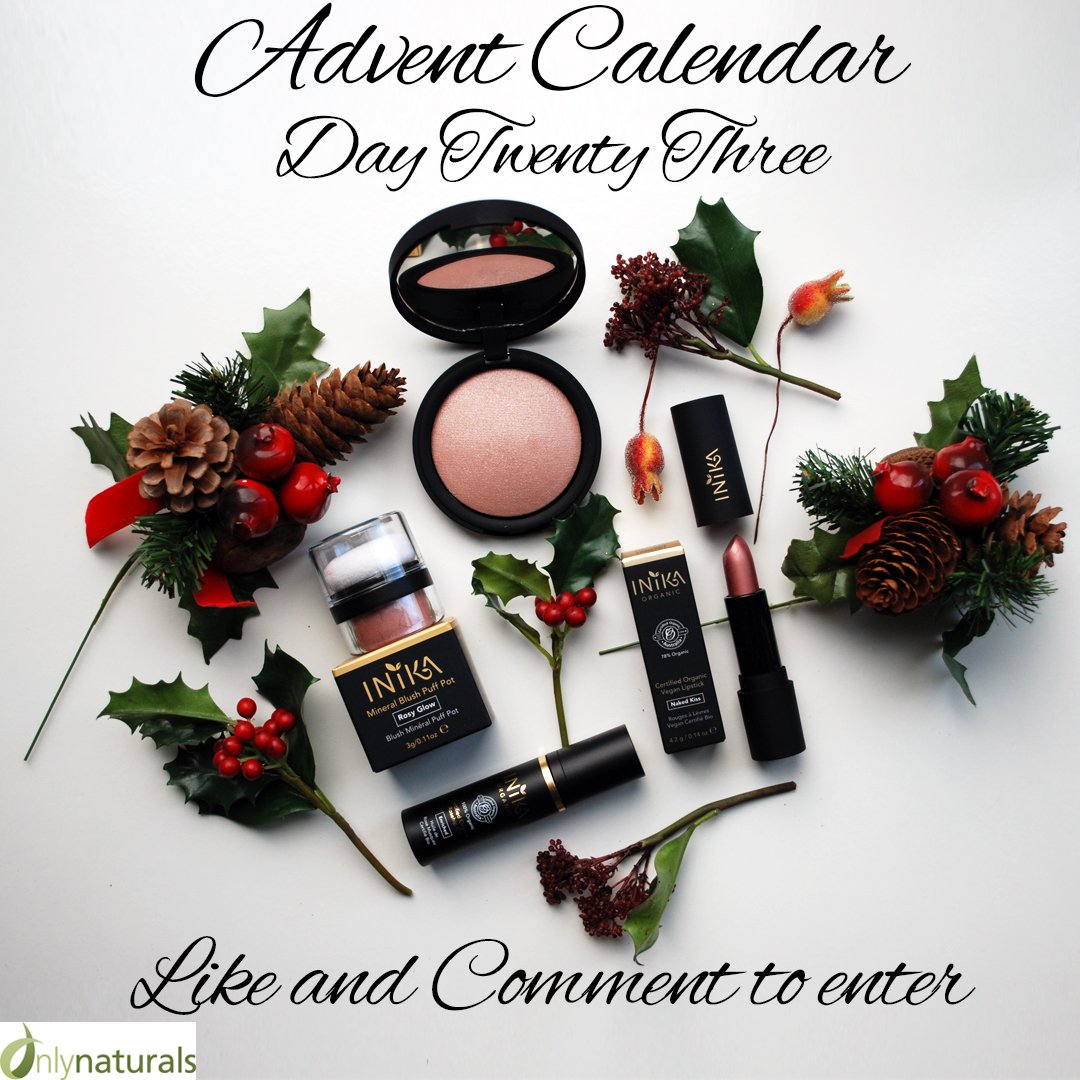 Advent Calendar Day 23 - win an Inika makeup bundle worth £90. You can enter on our Facebook or Instagram pages, or both to double your chances! instagram.com/onlynaturalsuk/ facebook.com/onlynaturals/ #organicbeauty #naturalbeauty #advent #christmas
