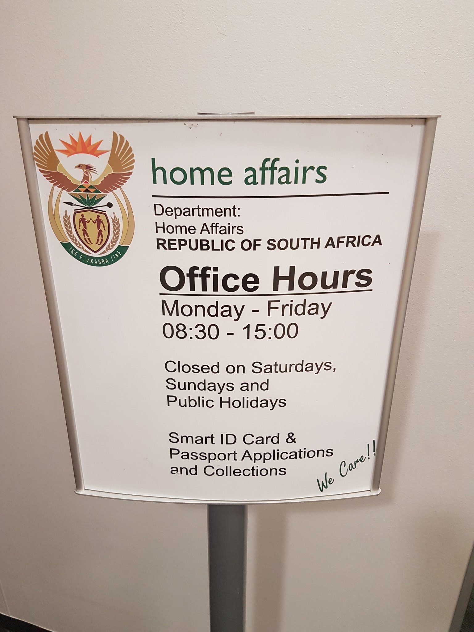 Absa South Africa On Twitter Kobusgrobler Hi Kobus The Home Affairs Offices At Our Branches Do Not Have The Same Trading Hours As Our Branches Please Note That You Must Apply On